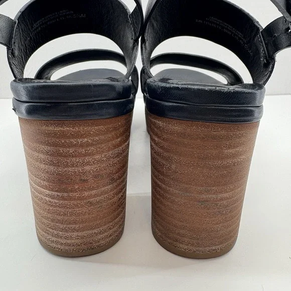 Tory Burch Solana Platform Sandals‎ Women's Size 5.5 Navy Blue Leather Strap - Picture 5 of 16